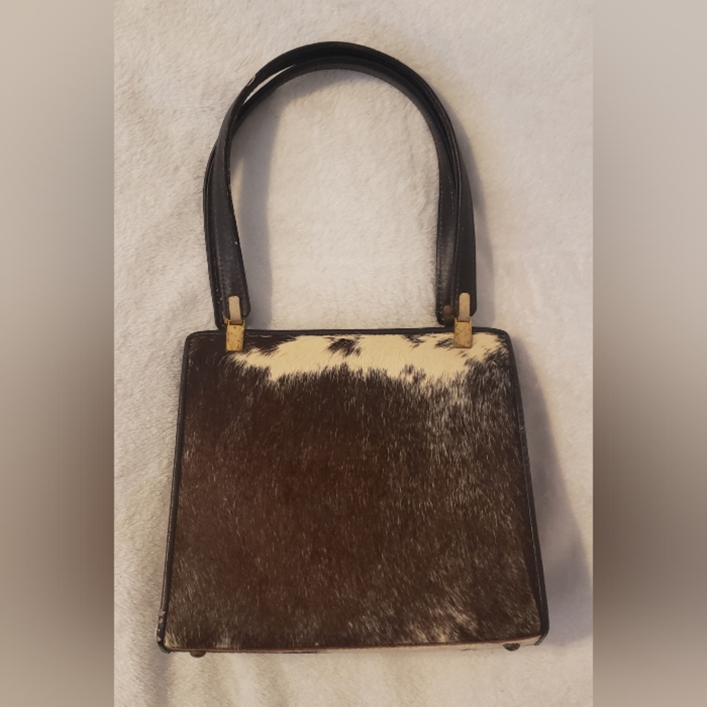 Vintage El Trebol Argentina Cowhide Leather Handbag